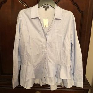 The Limited Blue/White Stripe Blouse w/ Peplum